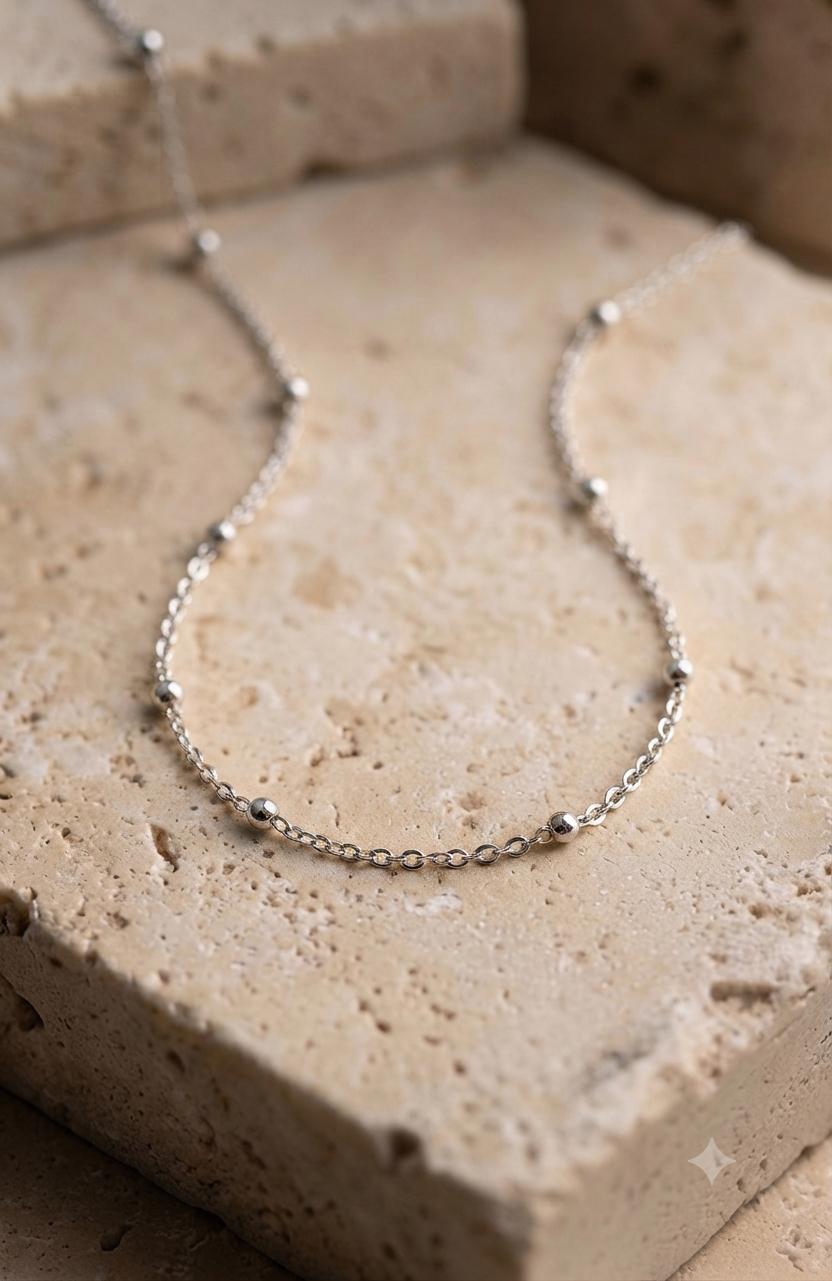 Collana con perline argento