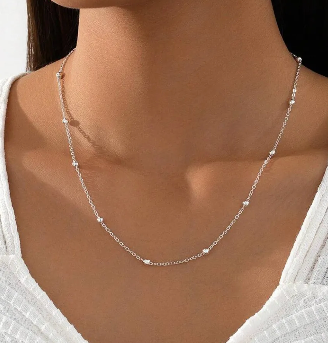 Collana con perline argento